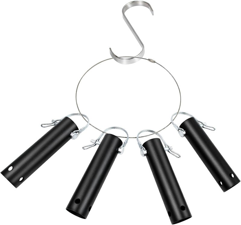 Feoang 4 Pack Pool Tool Holder and Organizer,Pool Cleaning Equipment Storage with 4 Pool Tool Holder,4 Hooks,Key Chain Loop and S Shaped Hook Easy Storage Pool Cleaning Equipment Storage for Skimmers - Image 1